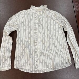 Never worn loft xxs petite cotton button down blouse gorgeous Victorian style